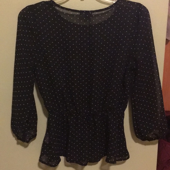 Sheer black blouse with polka dots - Picture 4 of 4